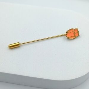 Owl enamel gold tone and peach stick pin